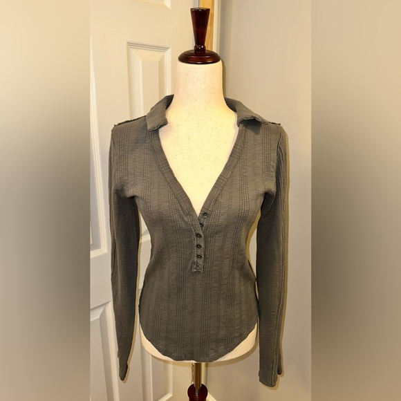 NWT Free People We The Free Carbon Collared Shirt - Picture 1 of 4